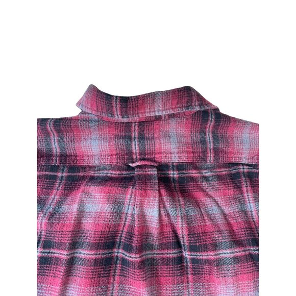 JACHS Heritage Flannel Mens XL Shirt Red Gray Plaid Button Up Long Sleeve Casual - Picture 10 of 13